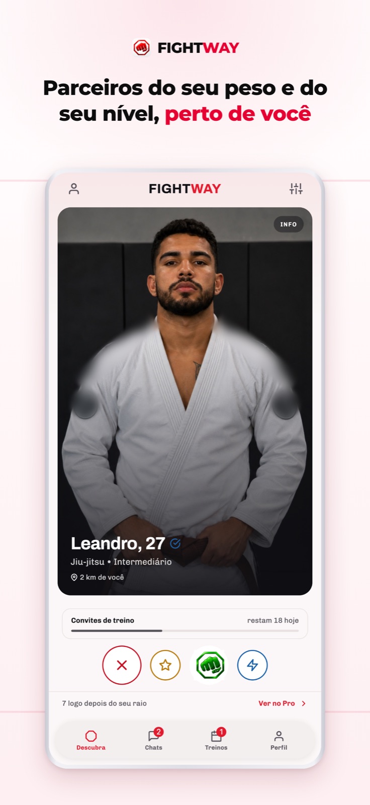 Tela para encontrar parceiros de treino no Fight Way
