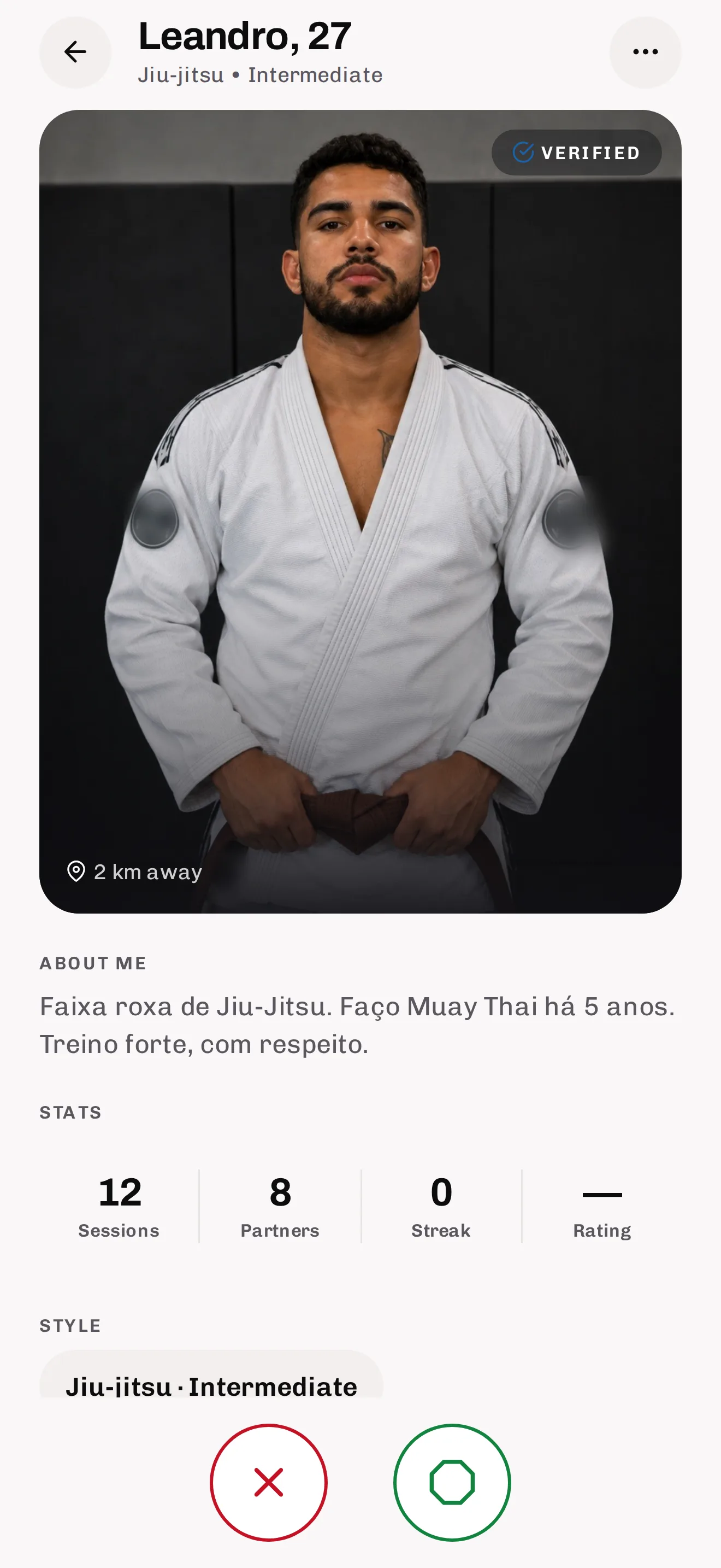 Profile with weight and experience level